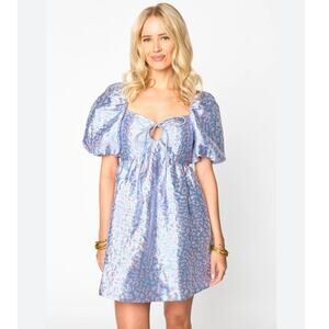 NWT BUDDYLOVE Spotted Cheetah Asher Mini Dress blue pink XS